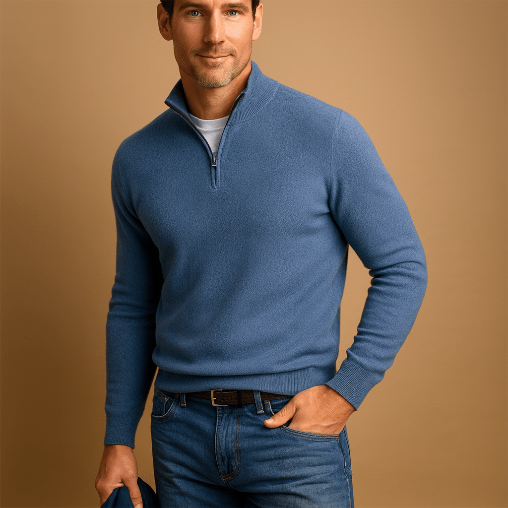 HALF ZIP KNIT SWEATER FOR MEN
