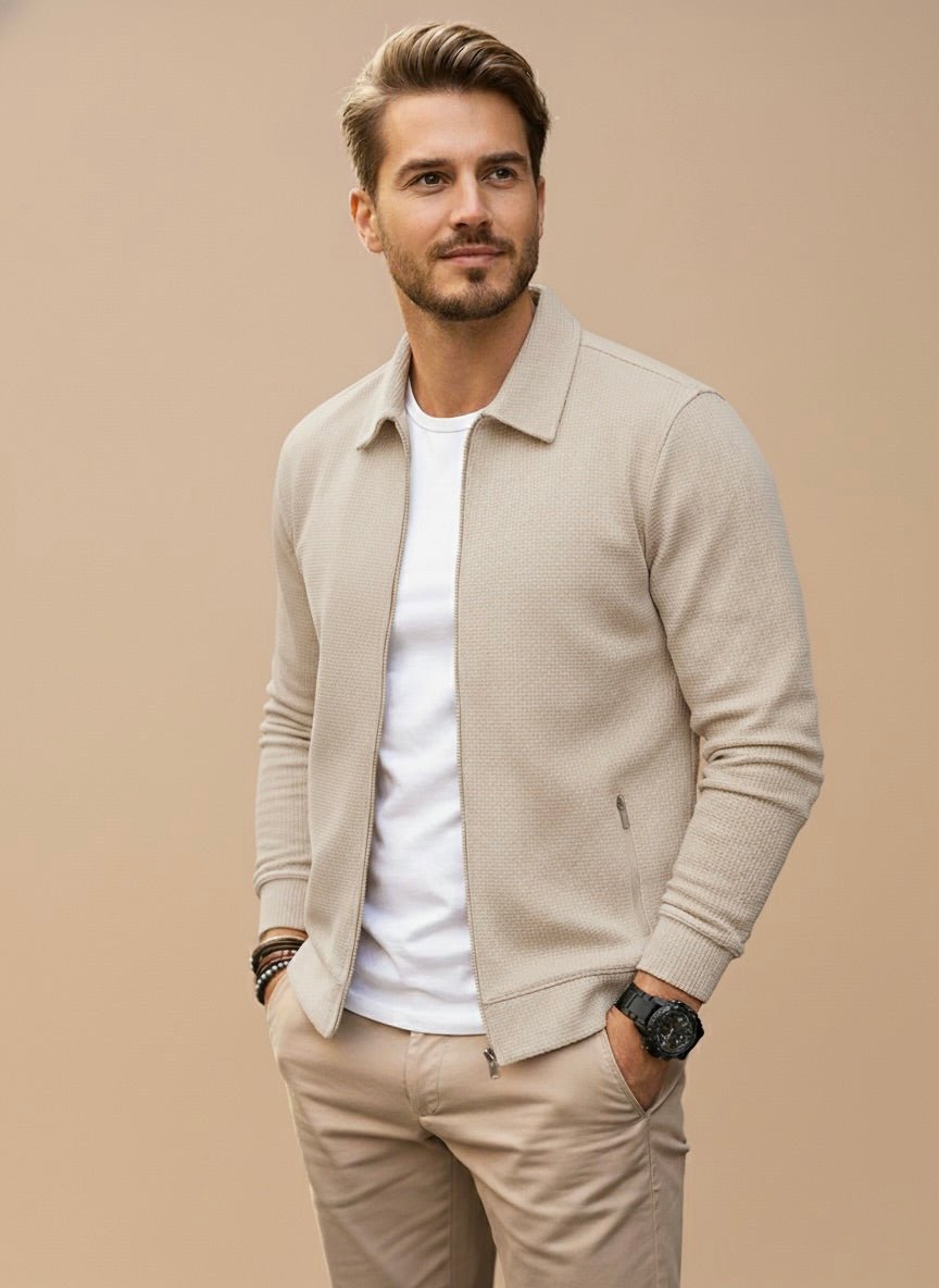 STAND COLLAR ZIP CARDIGAN FOR MEN
