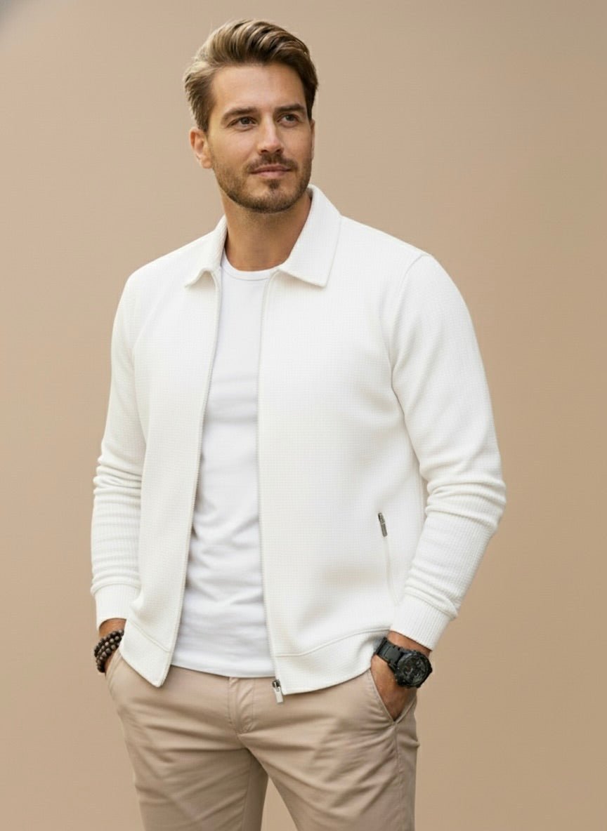 STAND COLLAR ZIP CARDIGAN FOR MEN