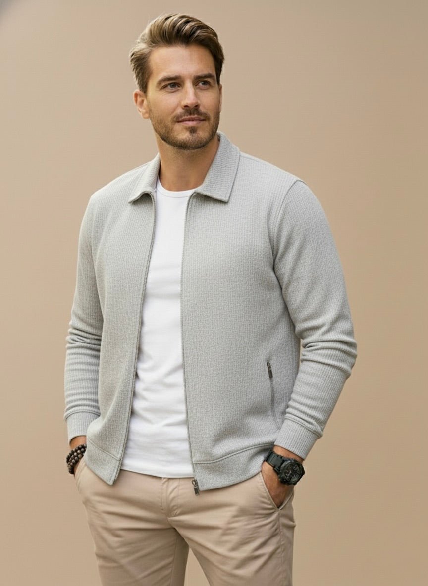 STAND COLLAR ZIP CARDIGAN FOR MEN