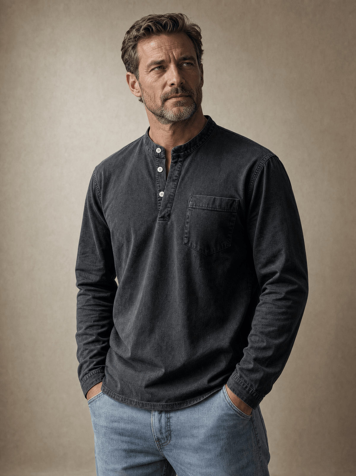 GARMENT WASHED SHIRT FOR MEN