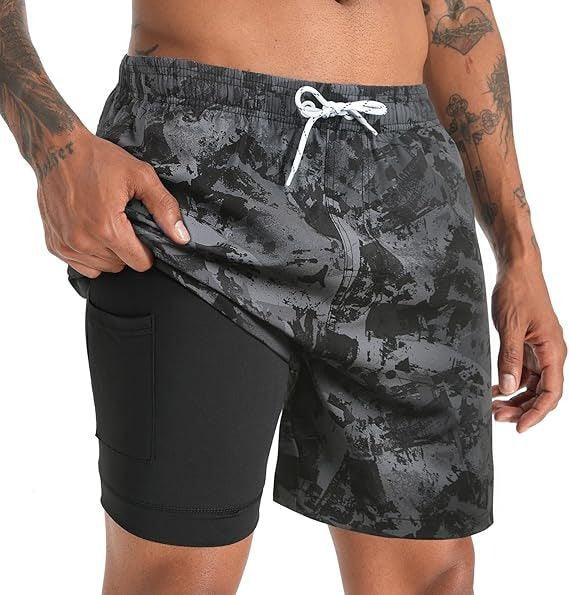 TEXTURED SWIM SHORTS FOR MEN