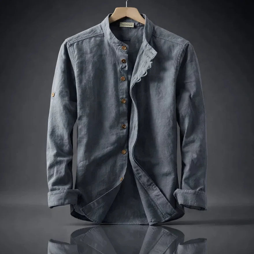 STAND COLLAR BUTTON SHIRT FOR MEN